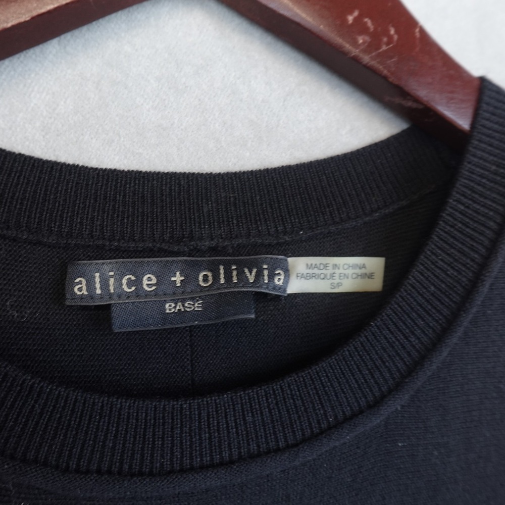 Alice + Olivia Base Top Sweater Wool Cashmere Black Size Small Sleeveless - Picture 2 of 8